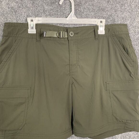 REI Cargo Hiking Shorts Women 16 Petite Olive Nylon Blend Quick Dry Zip Pockets - Picture 2 of 10